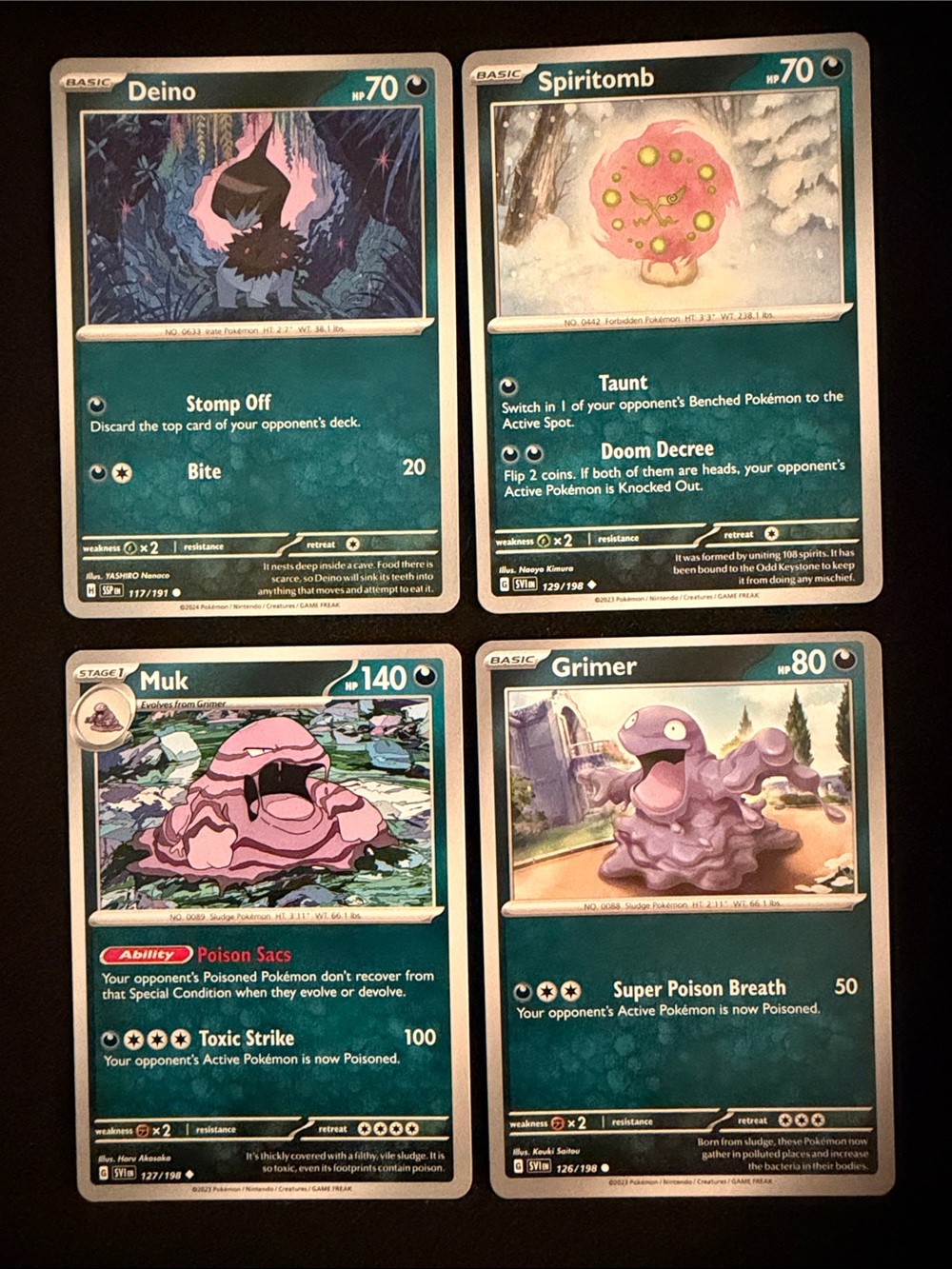 TCG Card Lot - Pink/Green Grimer Muk Deino Spiritomb